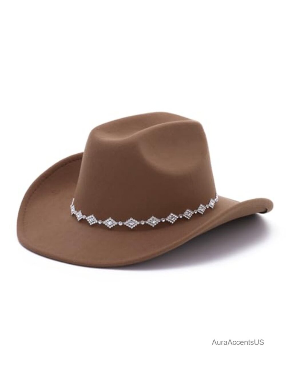 Rhinestone Western Cowboy Hat Faux Suede Wide Brim Party Costume